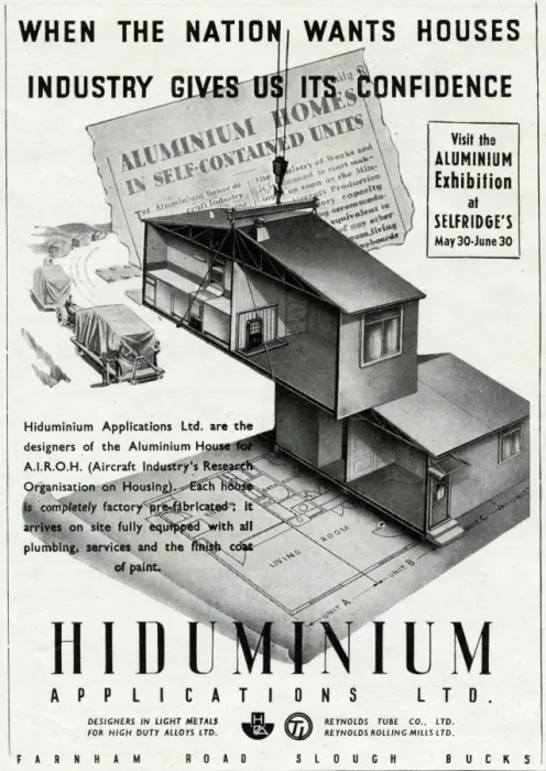 Framed Print : Advert for the development of Hiduminium houses 1945
