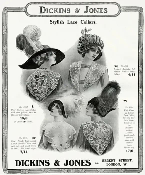 Framed Print : Advert for Dickins & Jones lace & embroidered 1912 Framed Print : Advert for Dickins & Jones lace & embroidered 1912