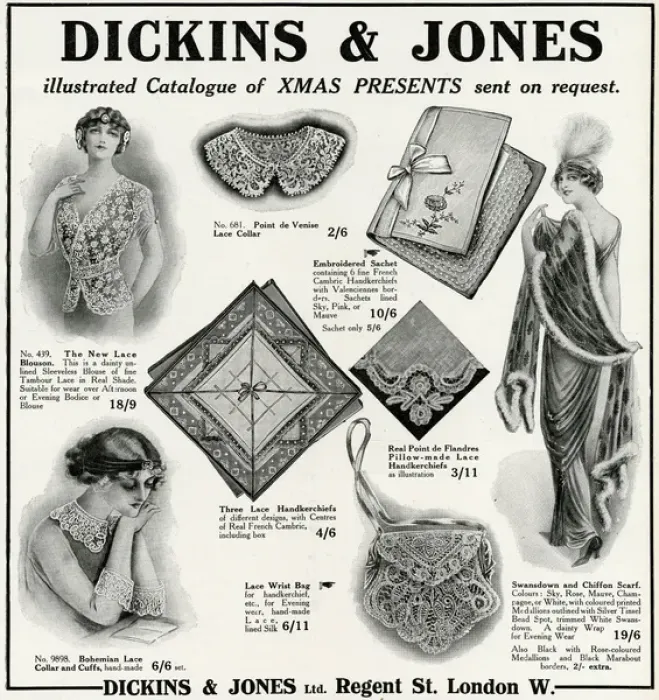 Framed Print : Advert for Dickins & Jones lace items 1912 Framed Print : Advert for Dickins & Jones lace items 1912