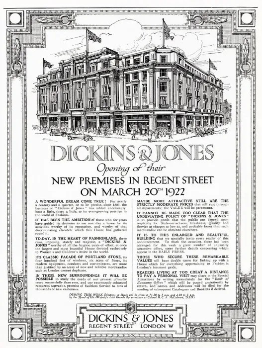 Framed Print : Advert for Dickins & Jones - New Premises 1922 Framed Print : Advert for Dickins & Jones - New Premises 1922