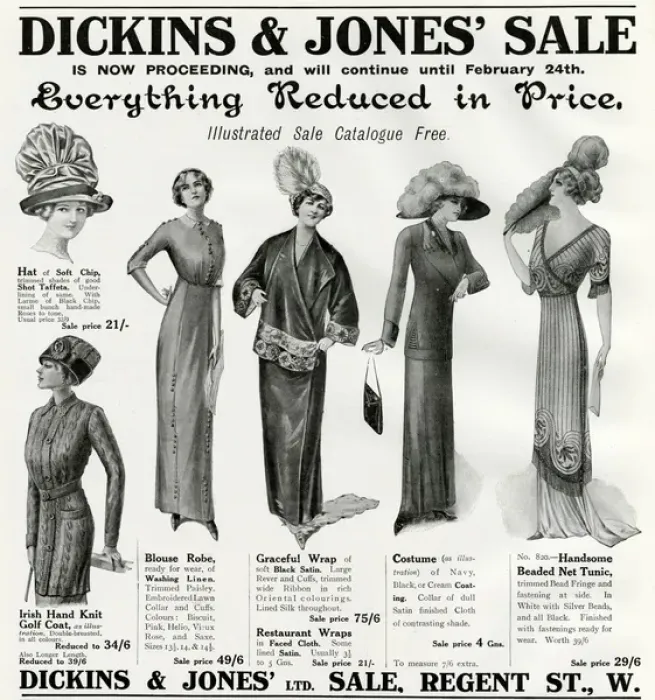 Framed Print : Advert for Dickins & Jones womens clothing 1912