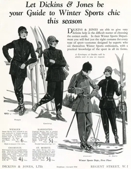 Framed Print : Advert for Dickins & Jones womens winter sports wear 1928 Framed Print : Advert for Dickins & Jones womens winter sports wear 1928
