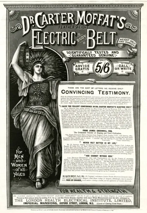 Framed Print : Advert for Dr Carter Moffats electric body belt 1893 Framed Print : Advert for Dr Carter Moffats electric body belt 1893