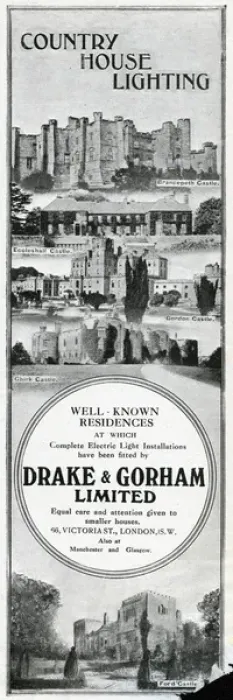 Framed Print : Advert for Drake & Gorham electric lighting 1914 Framed Print : Advert for Drake & Gorham electric lighting 1914