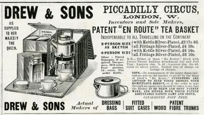 Framed Print : Advert for Drew & Sons tea basket 1896 Framed Print : Advert for Drew & Sons tea basket 1896