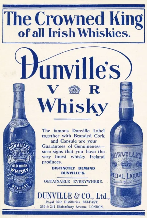 Framed Print : Advert for Dunvilles Whisky, Belfast 1911 Framed Print : Advert for Dunvilles Whisky, Belfast 1911