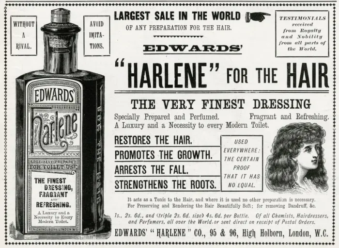 Framed Print : Advert for Edwards Harlene hair product 1896