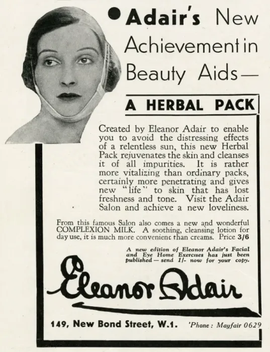 Framed Print : Advert for Eleanor Adair, herbal pack 1934 Framed Print : Advert for Eleanor Adair, herbal pack 1934