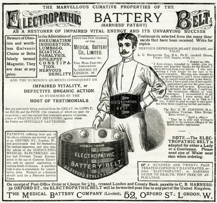 Framed Print : Advert for Electropathic Battery Belt 1885 Framed Print : Advert for Electropathic Battery Belt 1885