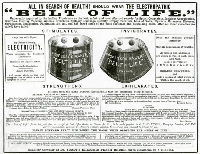 Framed Print : Advert for Electropathic Belt of Life 1882 Framed Print : Advert for Electropathic Belt of Life 1882