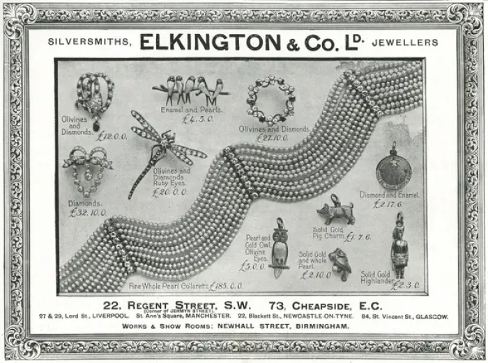 Framed Print : Advert for Elkington & Co Edwardian jewellery 1901 Framed Print : Advert for Elkington & Co Edwardian jewellery 1901