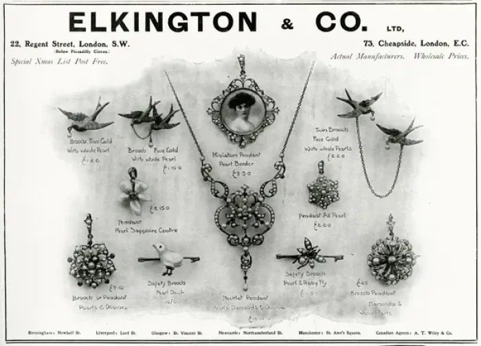 Framed Print : Advert for Elkington & Co Edwardian jewellery 1906 Framed Print : Advert for Elkington & Co Edwardian jewellery 1906
