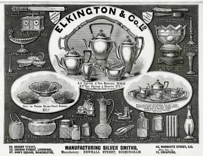 Framed Print : Advert for Elkington & Co Victorian items 1893 Framed Print : Advert for Elkington & Co Victorian items 1893