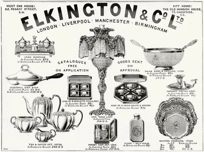Framed Print : Advert for Elkington & Co Victorian items 1895 Framed Print : Advert for Elkington & Co Victorian items 1895