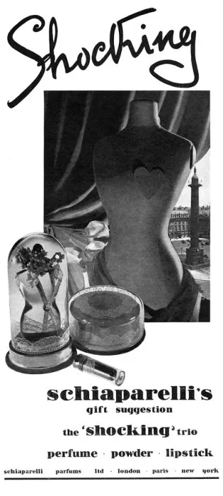 Framed Print : Advertisement for Elsa Schiaparellis Shocking products Framed Print : Advertisement for Elsa Schiaparellis Shocking products