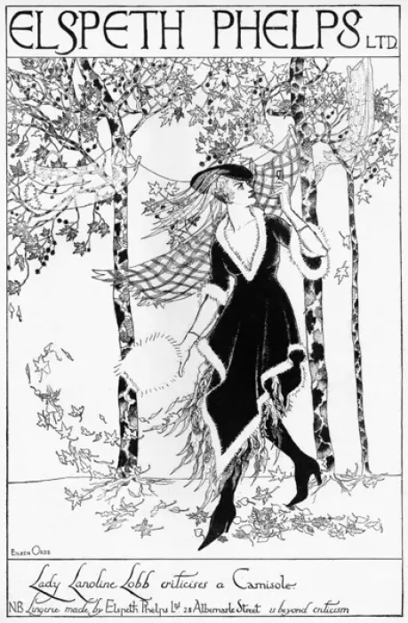 Framed Print : Advertisement for Elspeth Phelps, 1920s fashion Framed Print : Advertisement for Elspeth Phelps, 1920s fashion