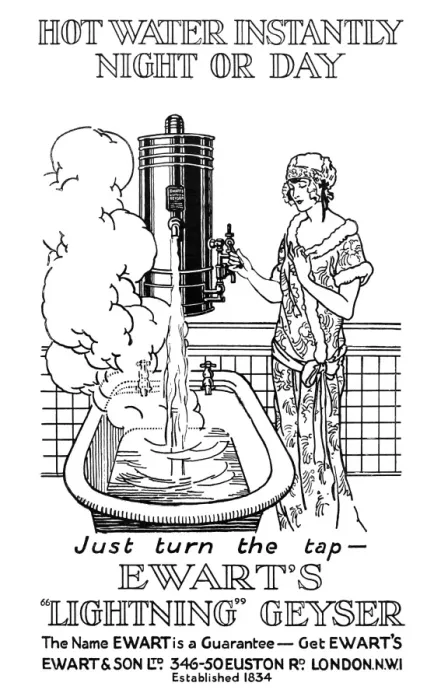 Framed Print : Advert for Ewarts Geyser hot water 1925 Framed Print : Advert for Ewarts Geyser hot water 1925