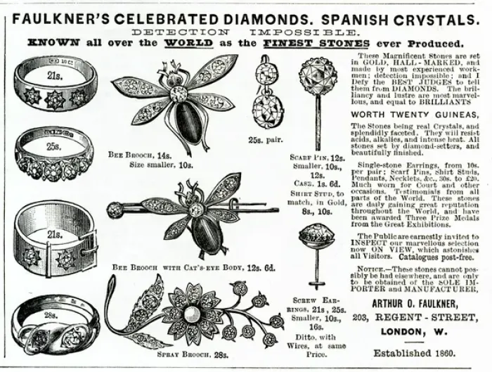 Framed Print : Advert for Faulkers novelty jewellery 1886 Framed Print : Advert for Faulkers novelty jewellery 1886