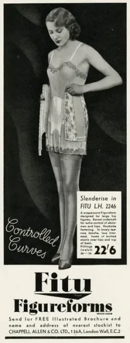 Framed Print : Advert for Fitu corsets 1934 Framed Print : Advert for Fitu corsets 1934
