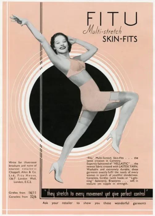Framed Print : Advert for FITU muti-stretch skin- fits underwear 1935 Framed Print : Advert for FITU muti-stretch skin- fits underwear 1935