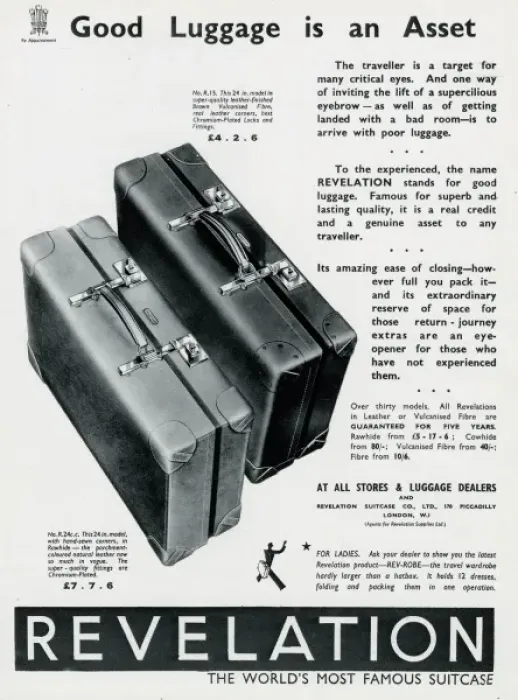 Framed Print : Advert fo Revelation suitcases 1937 Framed Print : Advert fo Revelation suitcases 1937