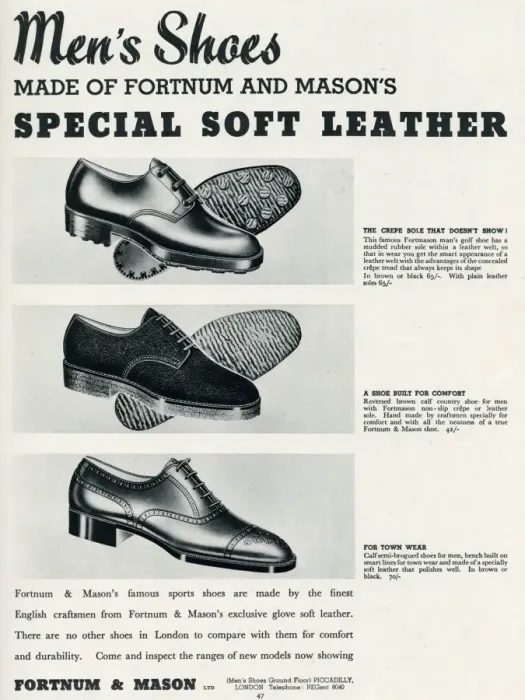 Framed Print : Advert for Fortnum and Mason, mens shoes 1935 Framed Print : Advert for Fortnum and Mason, mens shoes 1935