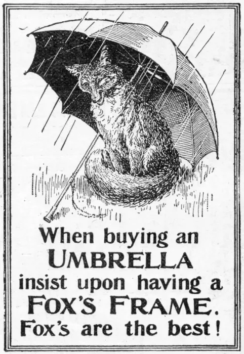 Framed Print : Advert for Foxs umbrellas Framed Print : Advert for Foxs umbrellas