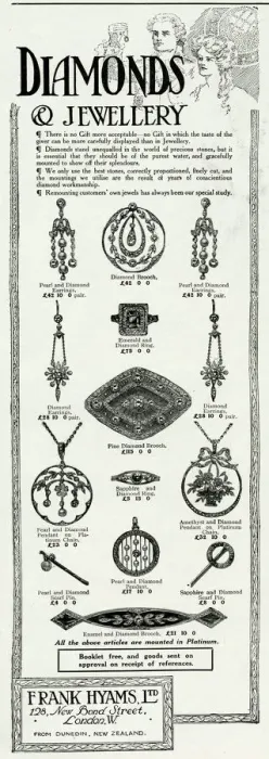 Framed Print : Advert for Frank Hyams Ltd, diamonds jewellery 1911 Framed Print : Advert for Frank Hyams Ltd, diamonds jewellery 1911
