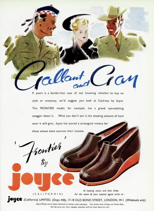 Framed Print : Advert for Frontier by Joyce California shoes 1941