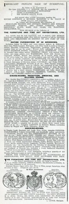 Framed Print : Advertisement, Furniture and Fine Art Depositories Framed Print : Advertisement, Furniture and Fine Art Depositories