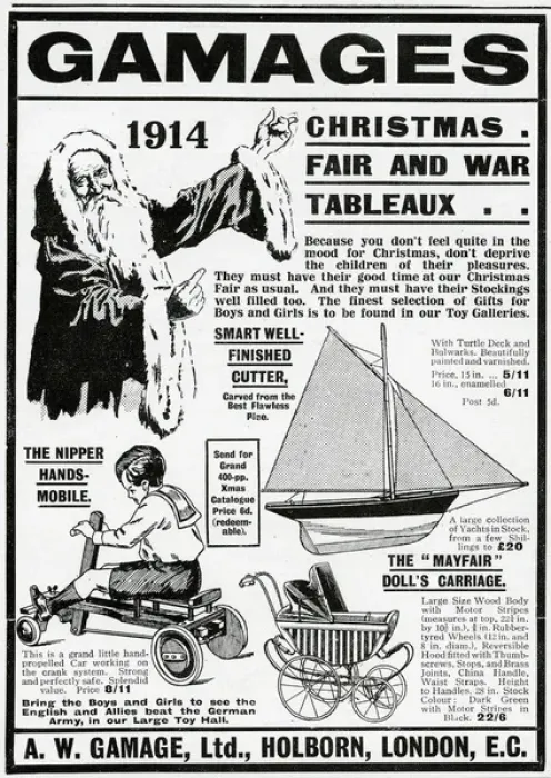 Framed Print : Advert for Gamages christmas toys 1914 Framed Print : Advert for Gamages christmas toys 1914