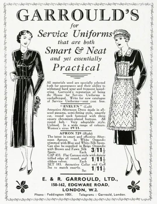 Framed Print : Advert for Garroulds uniforms for maids 1937 Framed Print : Advert for Garroulds uniforms for maids 1937