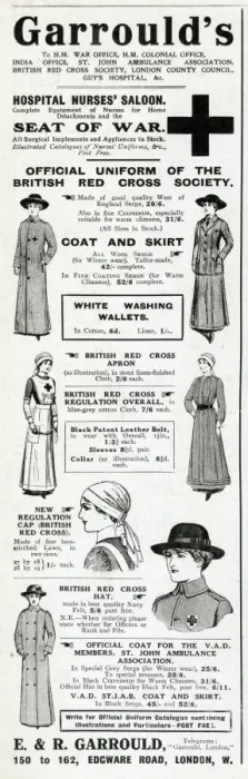 Framed Print : Advert for Garroulds uniforms for nurses 1916