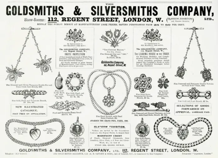Framed Print : Advert for Goldsmiths & Silversmiths Edwardian jewellery Framed Print : Advert for Goldsmiths & Silversmiths Edwardian jewellery