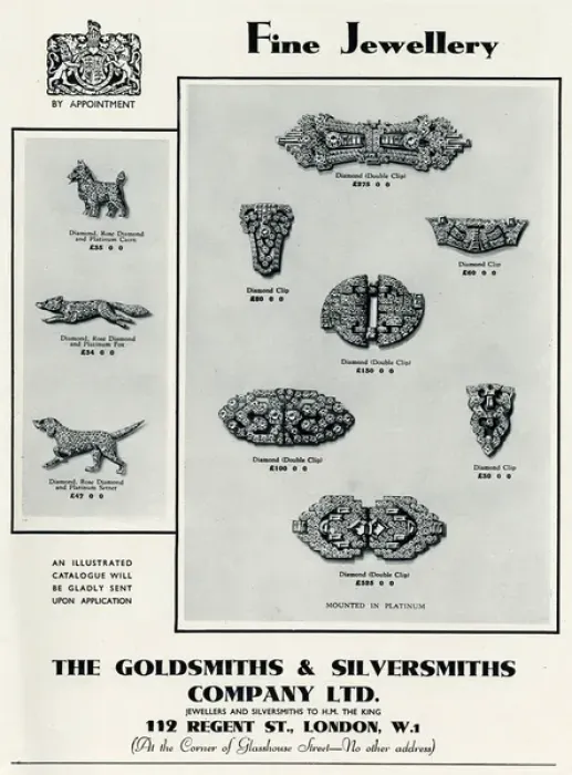 Framed Print : Advert for Goldsmiths & Silversmiths fine jewellery 1935 Framed Print : Advert for Goldsmiths & Silversmiths fine jewellery 1935