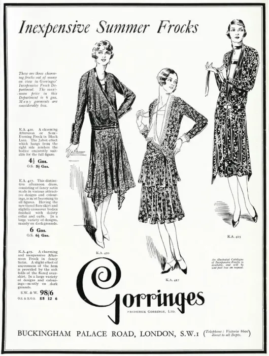 Framed Print : Advert for Gorringes inexpensive summer frocks 1929 Framed Print : Advert for Gorringes inexpensive summer frocks 1929