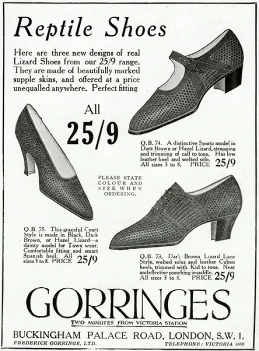 Framed Print : Advert for Gorringes reptile shoes Framed Print : Advert for Gorringes reptile shoes