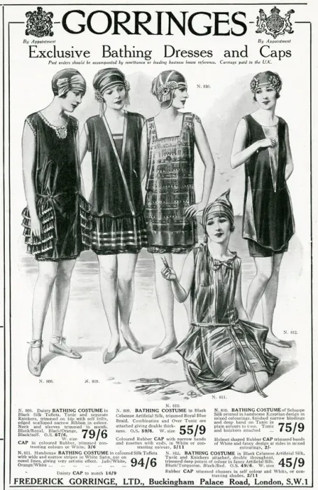 Framed Print : Advert for Gorringes womens bathing dresses & capes 1924 Framed Print : Advert for Gorringes womens bathing dresses & capes 1924
