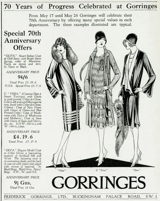 Framed Print : Advert for Gorringes womens clothing 1928 Framed Print : Advert for Gorringes womens clothing 1928