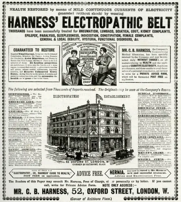 Framed Print : Advert for Harness Electropathic Belt 1889
