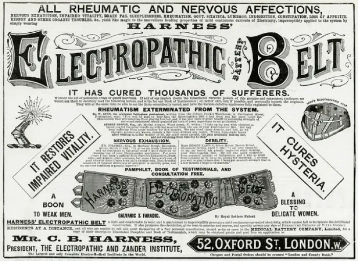 Framed Print : Advert for Harness Electropathic corset belts 1891 Framed Print : Advert for Harness Electropathic corset belts 1891