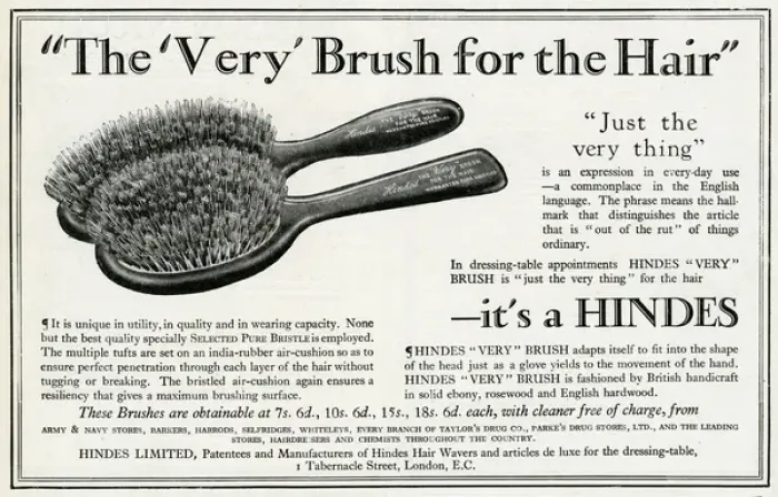 Framed Print : Advert for Hindes hair brushes 1923 Framed Print : Advert for Hindes hair brushes 1923