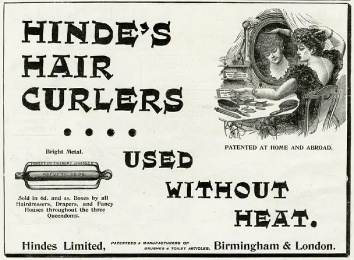 Framed Print : Advert for Hindes Limited hair curler 1893 Framed Print : Advert for Hindes Limited hair curler 1893