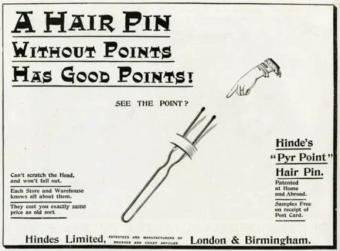 Framed Print : Advert for Hindes Limited the new hair pin 1893
