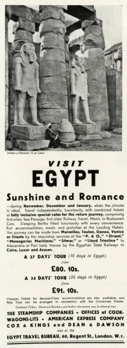 Framed Print : Advert for a Holiday to Egypt 1931 Framed Print : Advert for a Holiday to Egypt 1931