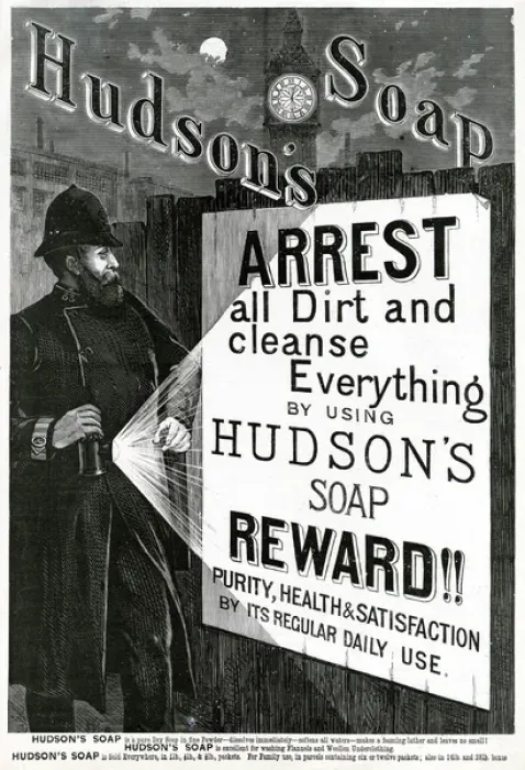 Framed Print : Advert for Hudsons Soap 1888 Framed Print : Advert for Hudsons Soap 1888
