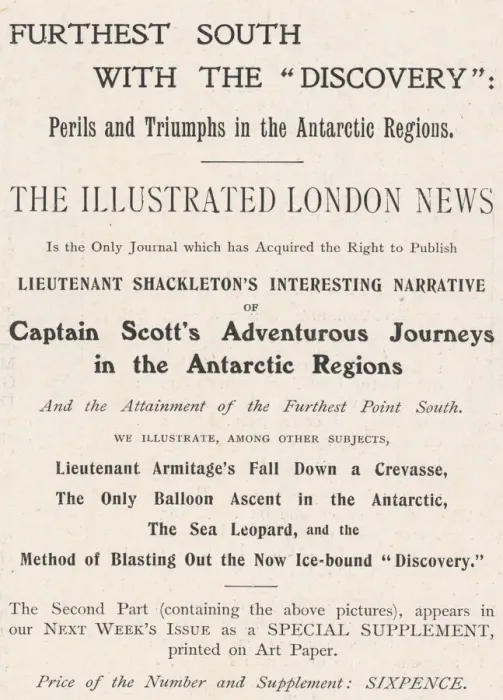 Framed Print : Advertisement in The Illustrated London News publicising the forthcoming story of Framed Print : Advertisement in The Illustrated London News publicising the forthcoming story of