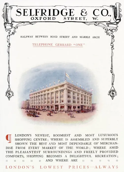 Framed Print : Advertising insert for the newly opened Selfridges department store on Oxford Street Framed Print : Advertising insert for the newly opened Selfridges department store on Oxford Street