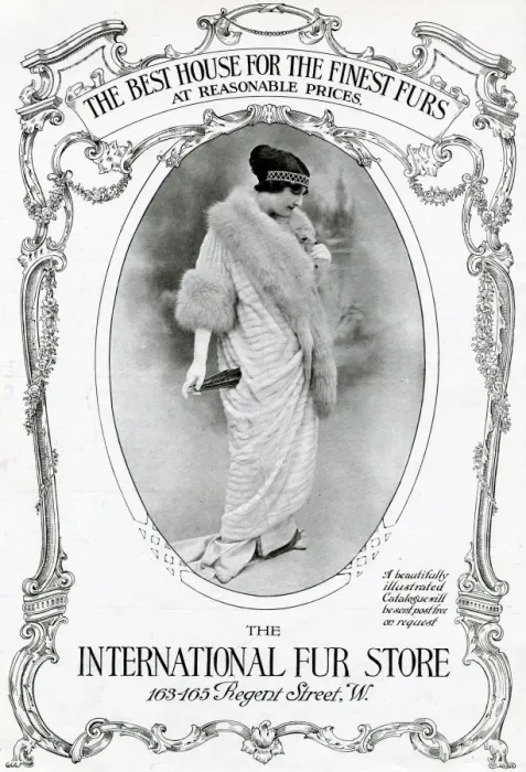 Framed Print : Advert for International Fur Store, theatre coat 1913 Framed Print : Advert for International Fur Store, theatre coat 1913