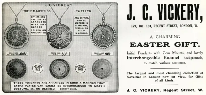 Framed Print : Advert for J. C Vickery personalised jewellery 1912 Framed Print : Advert for J. C Vickery personalised jewellery 1912